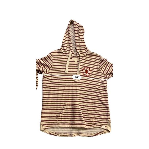 Blue 84 “indiana University IU” White/Maroon Striped Hooded Sweater/Size Large - Picture 1 of 10